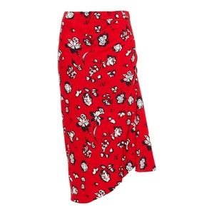Veronica Beard Cheryl Asymmetric Ruched Floral Print Cady Midi Skirt